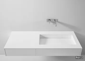 SCIVOLO - Wall-mounted Corian® washbasin with drawers _ Rexa