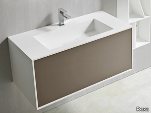 UNICO - Rectangular wall-mounted washbasin _ Rexa