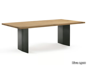 SKY-NATURA SQUARED - Rectangular table with solid wood top and iron base _ Riva 1920