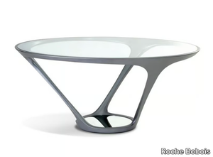 ORA ITO - Round glass and steel dining table _ Roche Bobois