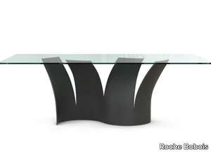 VOILES - Rectangular glass and steel dining table _ Roche Bobois