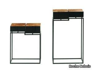 ETNA - Square steel and wood side table _ Roche Bobois