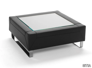 GOBEYOND - Coffee table with leather upholstery and tempered glass top _ SITIA