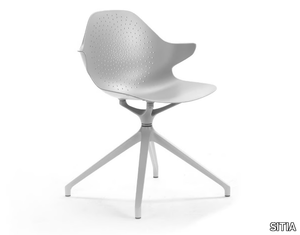 KLERA - Swivel trestle-based aluminium chair with armrests _ SITIA