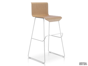 SLIDE - High oak stool with footrest _ SITIA