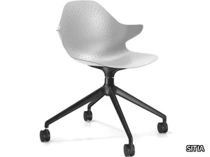 KLERA - Swivel die cast aluminium chair with castors and armrests _ SITIA