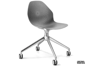 KLERA - Swivel die cast aluminium chair with castors _ SITIA