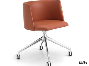 PERGY - Swivel leather office chair with castors _ SITIA