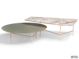 LOVERS - Low coffee table with marble and MDF double top _ SITIA