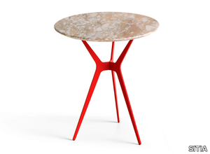TRIMUNDO - Round marble high side table _ SITIA
