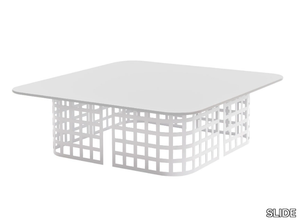 MARA - Square garden table with HPL top and iron base _ SLIDE