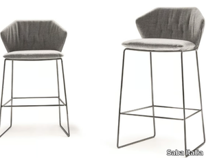 NEW YORK - Sled base fabric stool with footrest _ Saba Italia