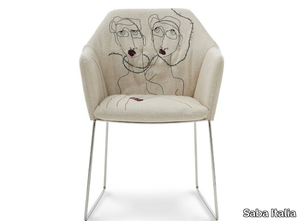 NEW YORK BY MARRAS - Sled base fabric chair with armrests _ Saba Italia