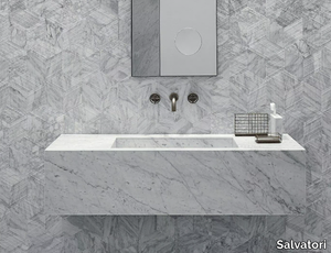 STILETTO - Wall-mounted rectangular marble washbasin _ Salvatori