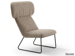 ELLE - Contemporary style sled base wing fabric armchair _ Sancal