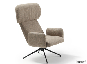 ELLE - Wing trestle-based fabric armchair with armrests _ Sancal