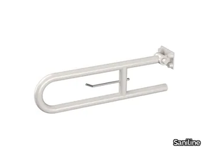 640-E - U-shaped folding steel grab bar with paper holder _ Saniline