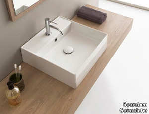 TEOREMA 2.0 - Countertop rectangular ceramic washbasin _ Scarabeo Ceramiche