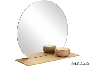 CUT - Round wall-mounted mirror with shelf _ Schönbuch