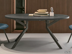 OLIMPO - Extending round table with concrete top _ Sedit