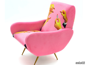 LIPSTICK PINK - Fabric armchair with armrests _ seletti