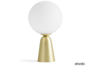 LUNAR - Table lamp in brushed brass and opal glass _ sforzin