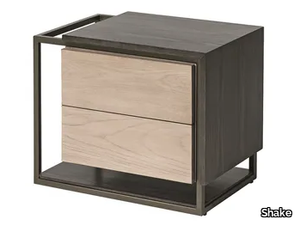 CUBIC - Rectangular wooden bedside table with drawers _ Shake