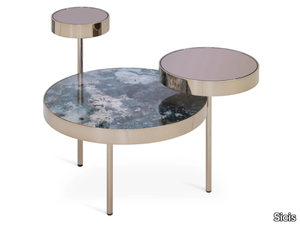 ORBITAL - Round metal coffee table with Vetrite top _ Sicis