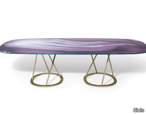 PHILIPPE - Oval glass dining table _ Sicis