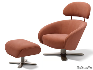 DOLCE - Swivel fabric armchair with armrests with 4-spoke base _ Sofanella