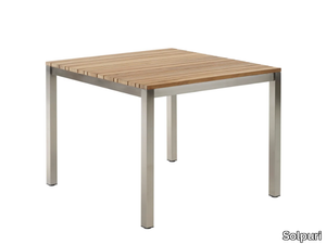 CLASSIC STAINLESS STEEL - Square stainless steel and wood garden table _ Solpuri