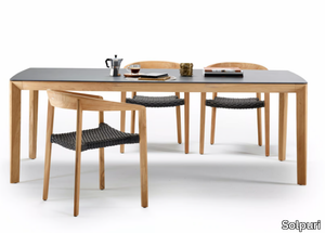 LODGE - Rectangular ceramic and teak dining table _ Solpuri