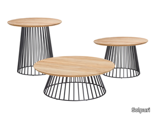 GRID - Round teak garden side table _ Solpuri