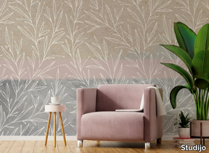 GRAY AND BEIGE - Wallpaper with floral pattern _ Studijo