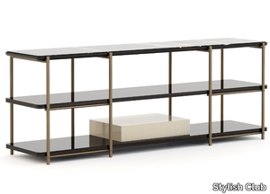 HER - Rectangular bronze and marble console table with shelving _ Stylish Club