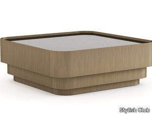 HIS - Low square wood veneer coffee table _ Stylish Club