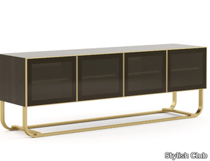 HIS - Brass and wooden sideboard with doors _ Stylish Club