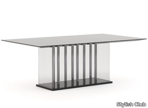 HIS - Rectangular stainless steel and wood dining table _ Stylish Club