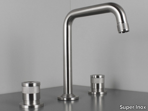 RÉTRO 0281110X - 3 hole countertop stainless steel washbasin tap _ Super Inox