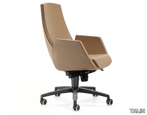 NUBIA 2919 - Height-adjustable leather executive chair with 5-spoke base with castors _ TALIN