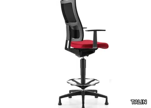 ALLYNET 1763 - Mesh drafting stool with armrests with 5-Spoke base _ TALIN