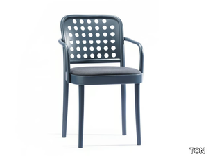 822 - Wooden chair with armrests with integrated cushion _ TON