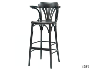 N° 135 - Wooden bar stool with back and footrest _ TON