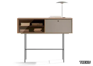 AURA 81 - Walnut console table with shelving _ TREKU