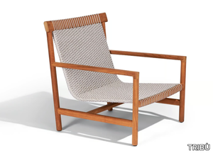 AMANU - Sled base teak garden armchair with armrests _ TRIBÙ