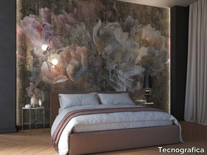 CARILLON - Metal effect wallpaper with floral pattern _ Tecnografica