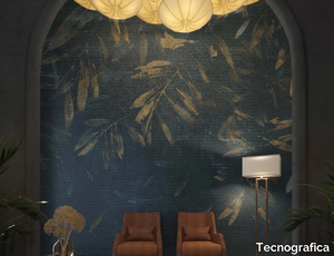 CLAIRE DE LUNE - Metal effect wallpaper with floral pattern _ Tecnografica