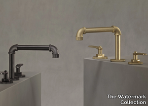 ELAN VITAL - 3 hole countertop washbasin tap with individual rosettes _ The Watermark Collection