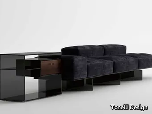 LIBER G - Rectangular glass coffee table with storage space _ Tonelli Design