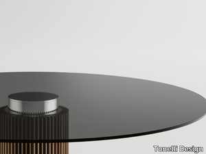 HYBRID - Round wood and glass table _ Tonelli Design